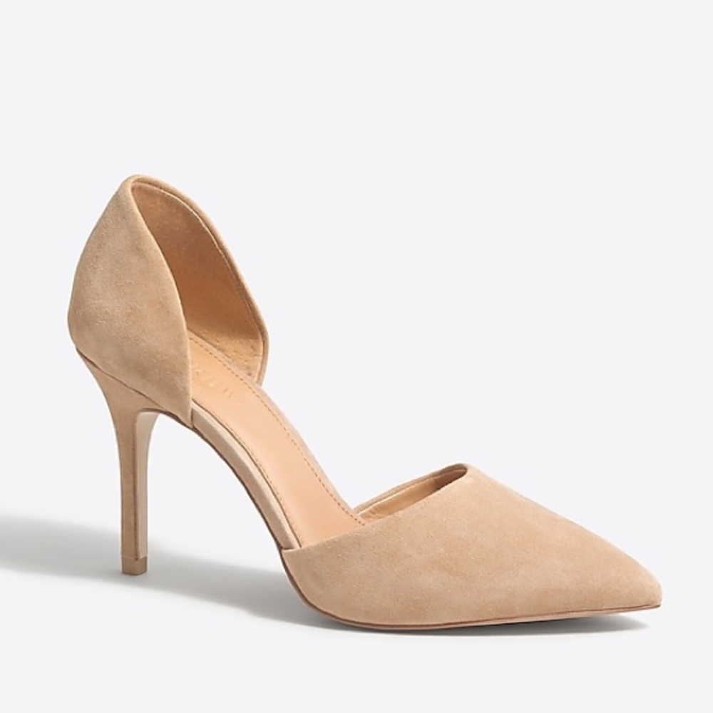 JCrew Factory Womens Suede d'Orsay pumps shoes 5.5 Saddle Brown F5303